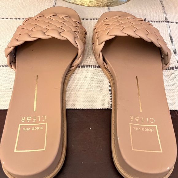 Dolce Vita Tan Braided Slide Sandals Size 8.5 Summer Resort Wear Chic Flats - Picture 4 of 6